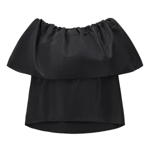 Adore Off-Shoulder Taffeta Top - Black