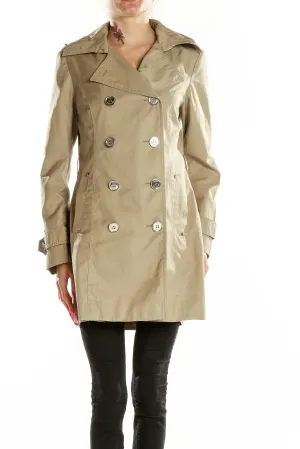 Beige Double-Breasted Trench Coat