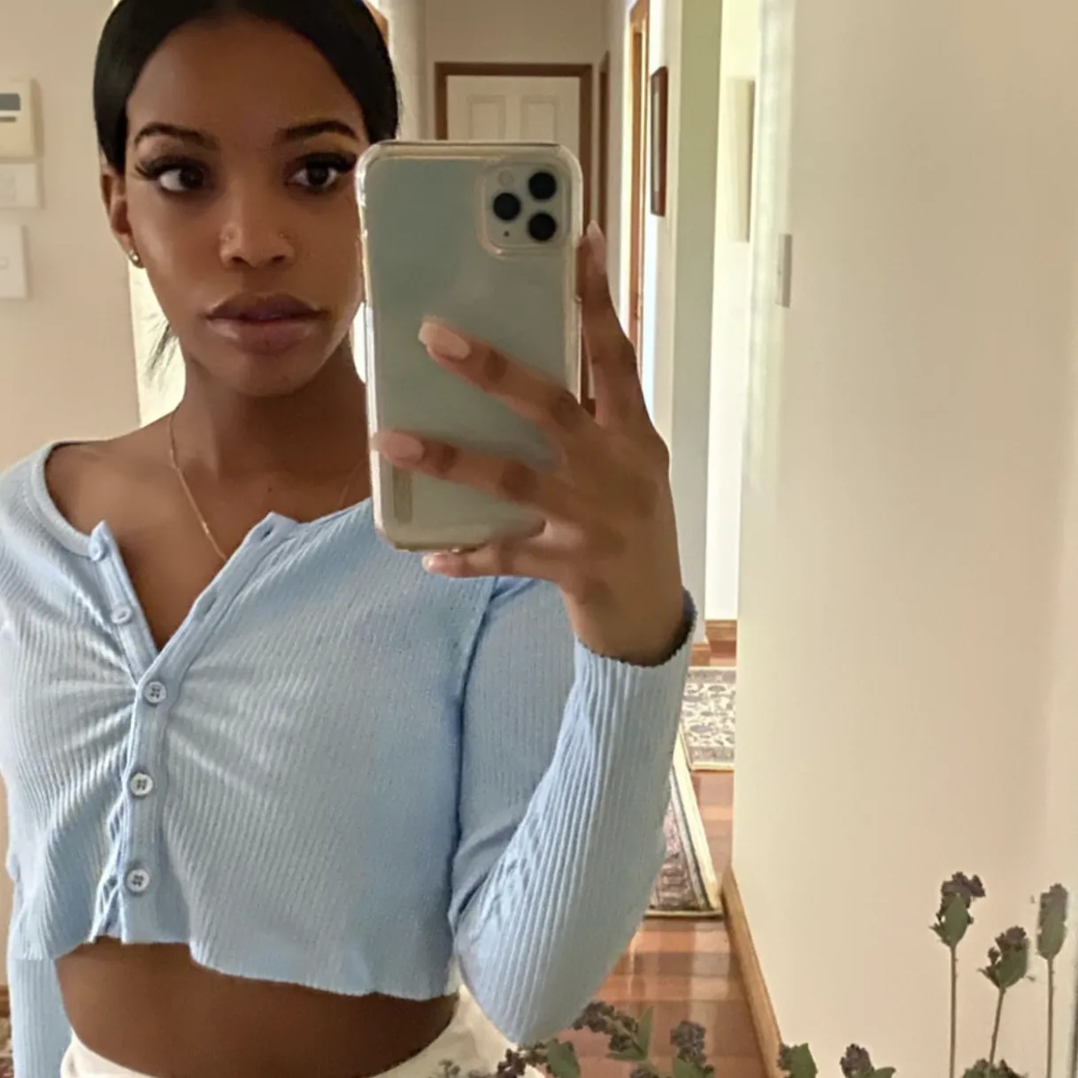 CHLOE CARDIGAN - CROPPED BABY BLUE CARDIGAN