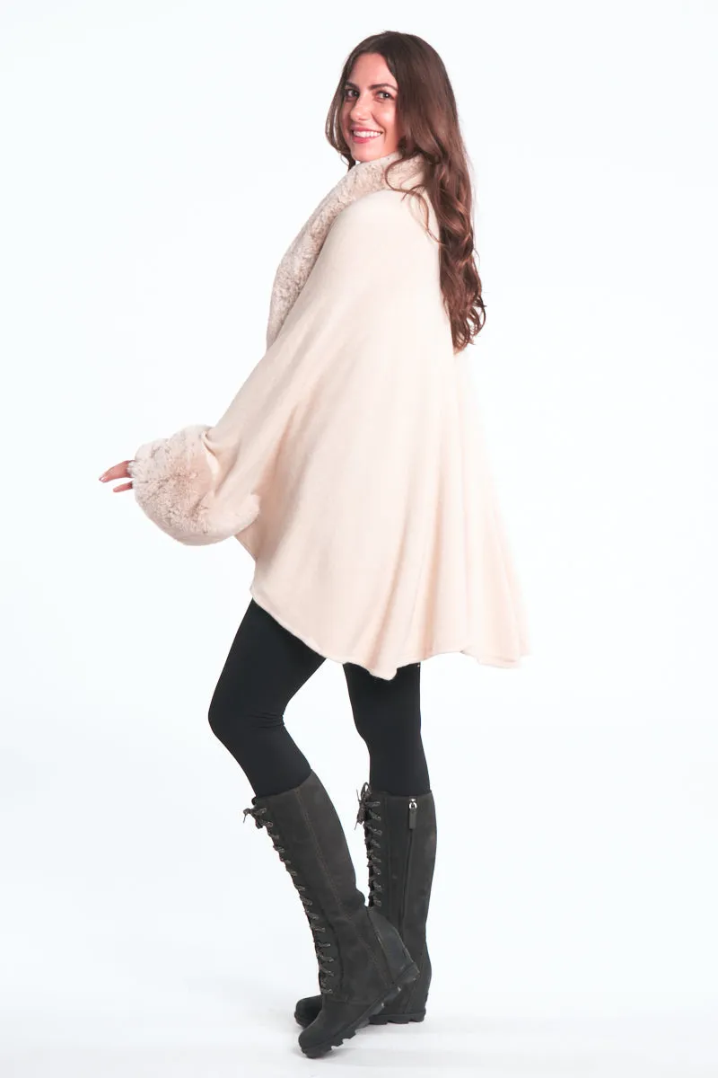 Cream Deluxe Cuddle Faux Fur Wrap