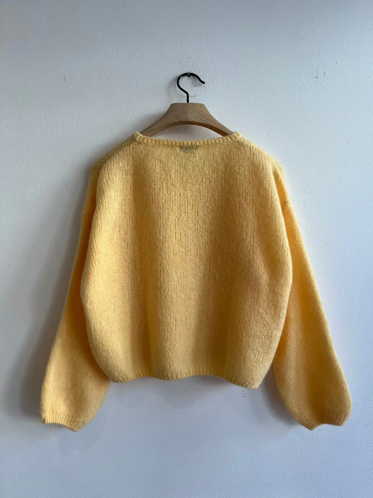 Custard Long Sleeve Mohair Cardigan