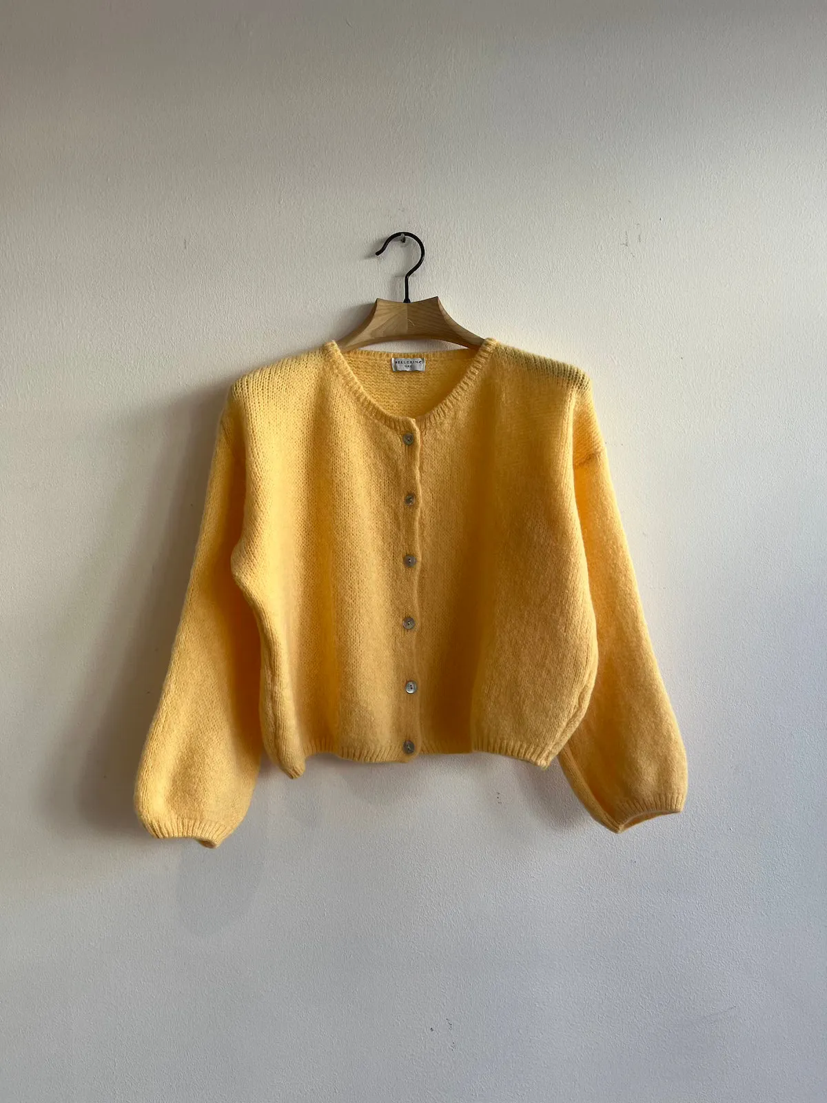 Custard Long Sleeve Mohair Cardigan