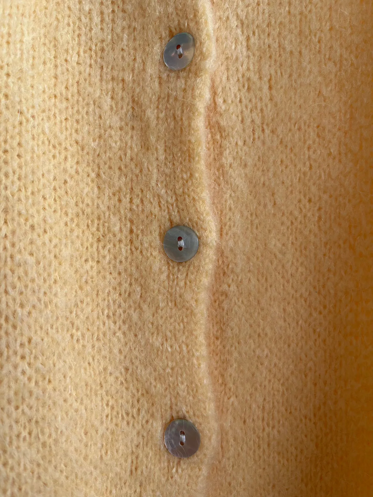 Custard Long Sleeve Mohair Cardigan