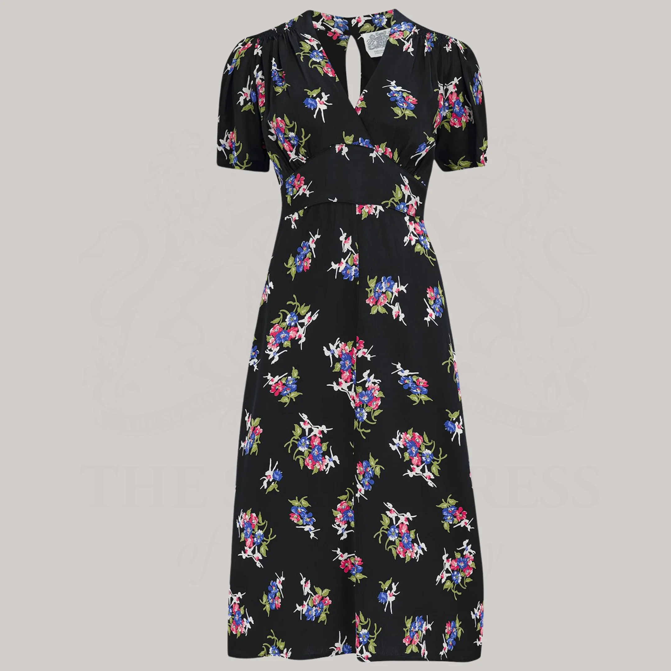Dolores Dress in Black Floral Dancer