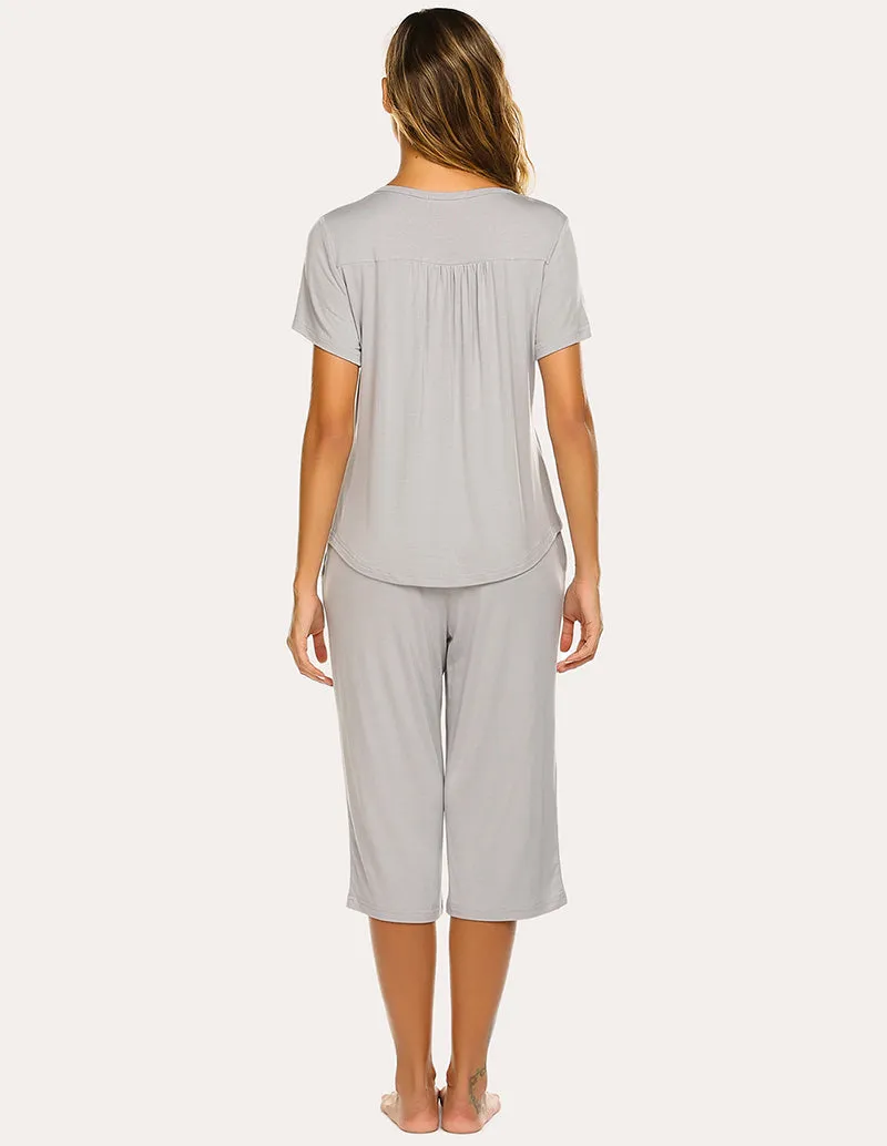 Ekouaer Button Up Top and Capri Pajama Pajamas Set (US Only)