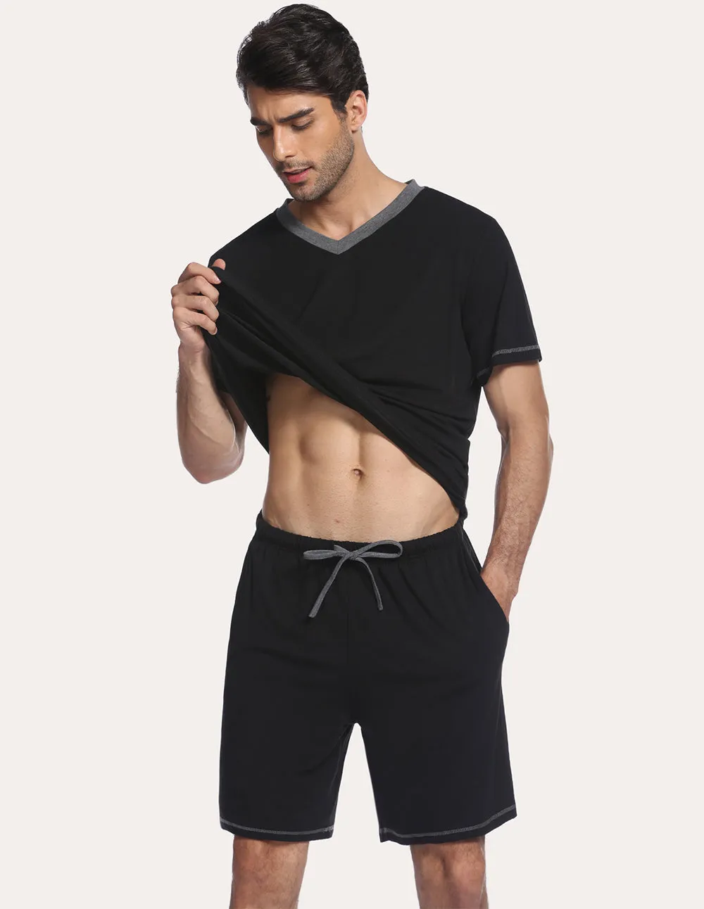 Ekouaer Men Pajamas T-shirt Shorts Set (US Only)