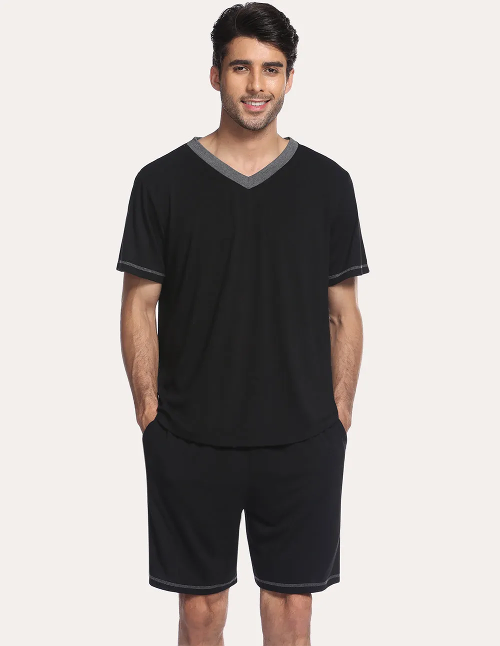 Ekouaer Men Pajamas T-shirt Shorts Set (US Only)