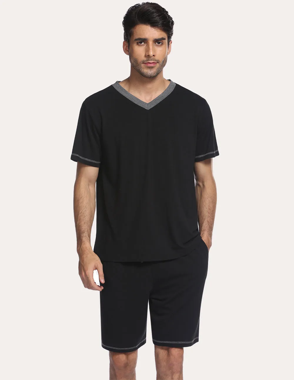 Ekouaer Men Pajamas T-shirt Shorts Set (US Only)