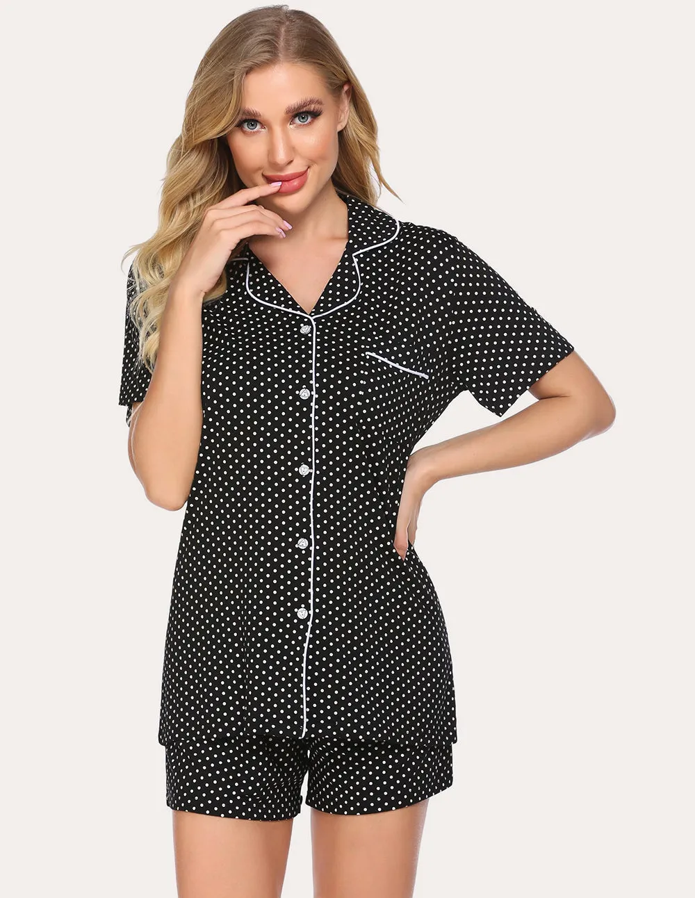 Ekouaer Polka Dot Plaid Pajama Set (US Only)
