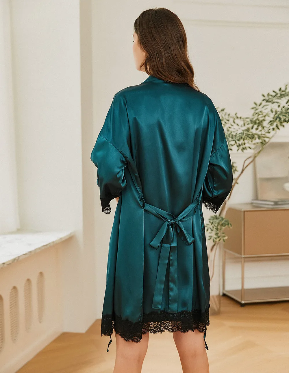Ekouaer Satin Nightdress Robe Pajama Set (US Only)