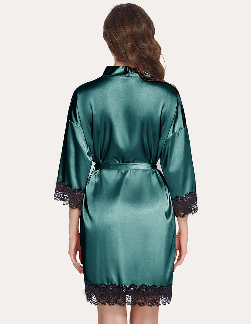 Ekouaer Satin Nightdress Robe Pajama Set (US Only)