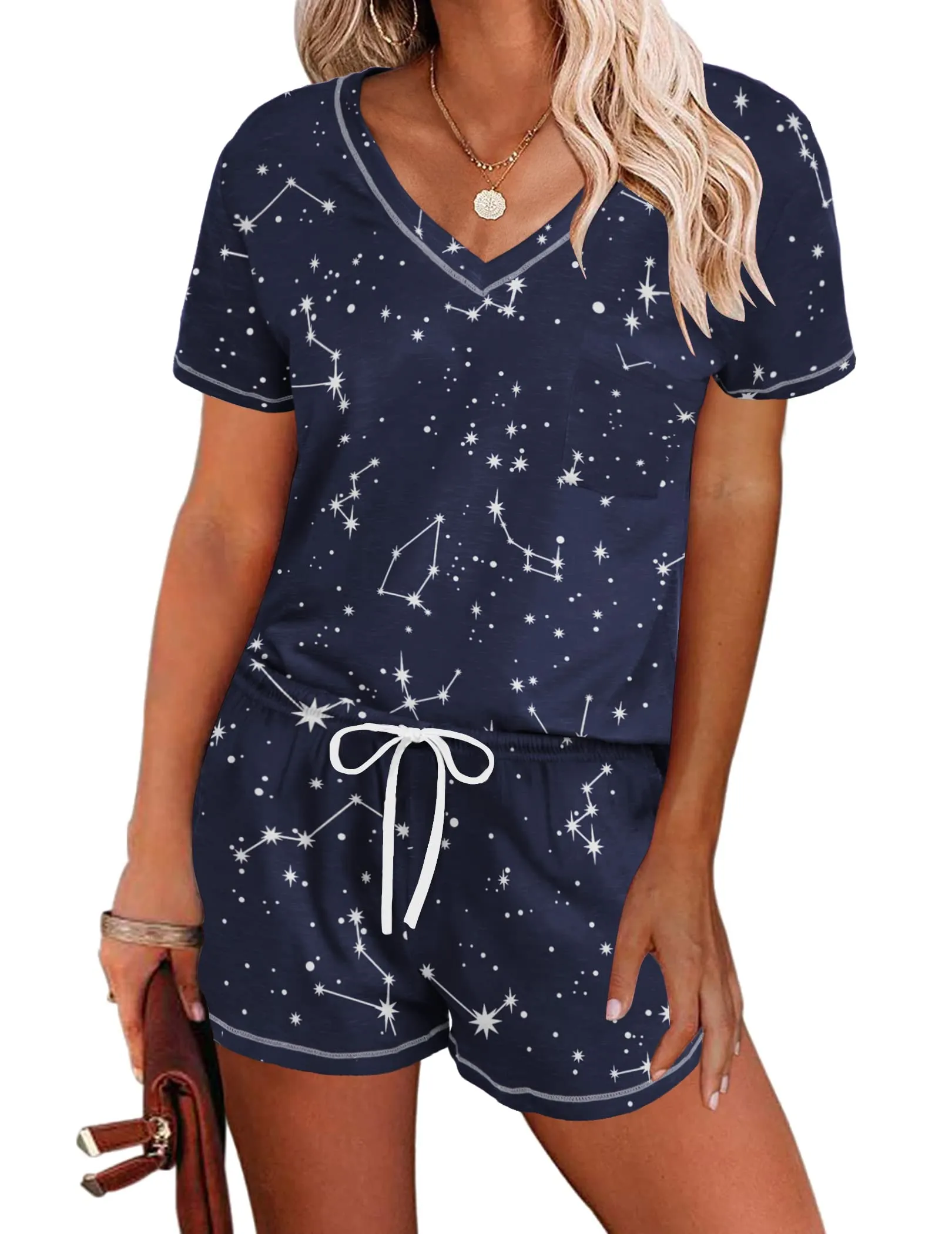 Ekouaer  Short Sleeve Lounge Pajamas Sets (US Only)