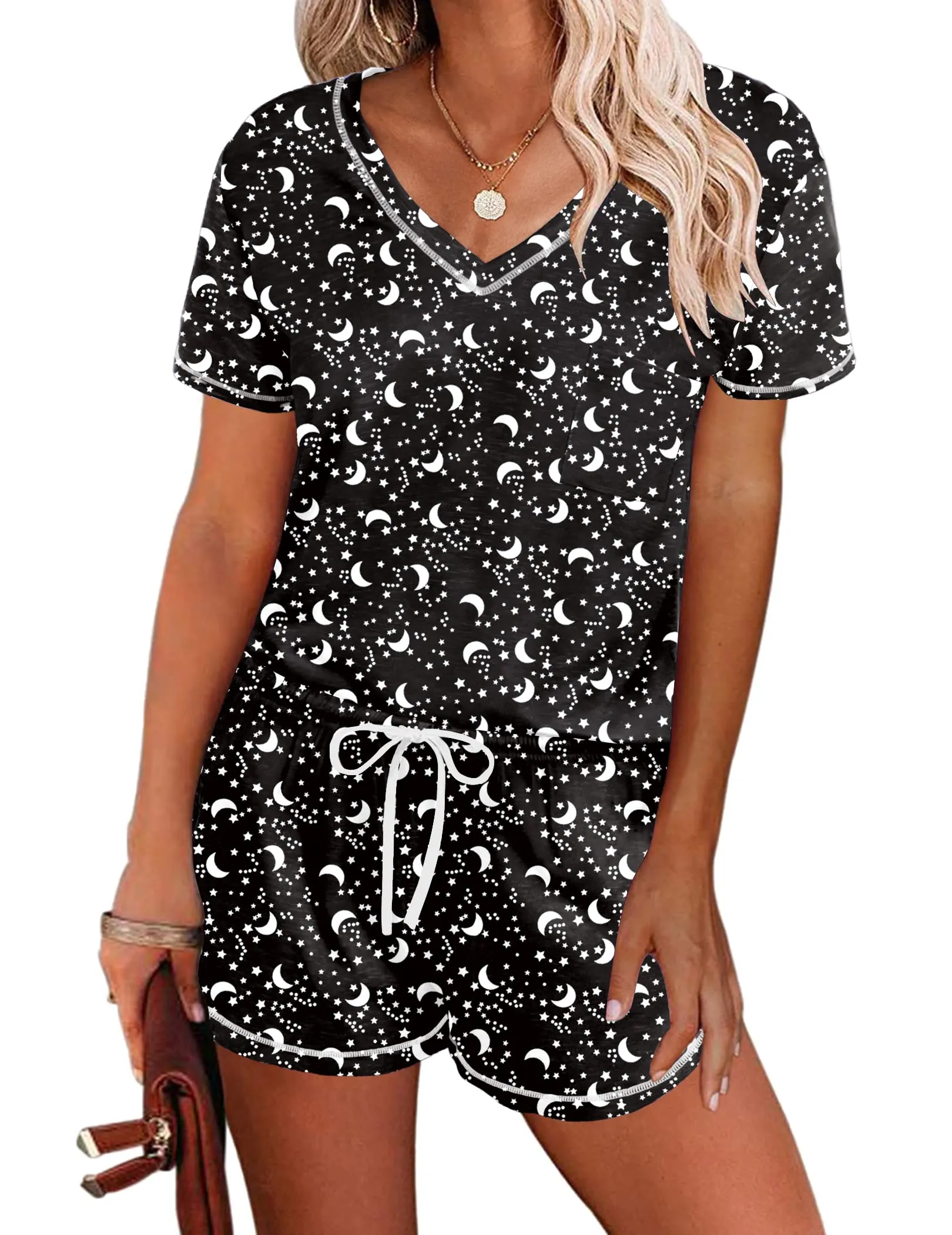Ekouaer  Short Sleeve Lounge Pajamas Sets (US Only)