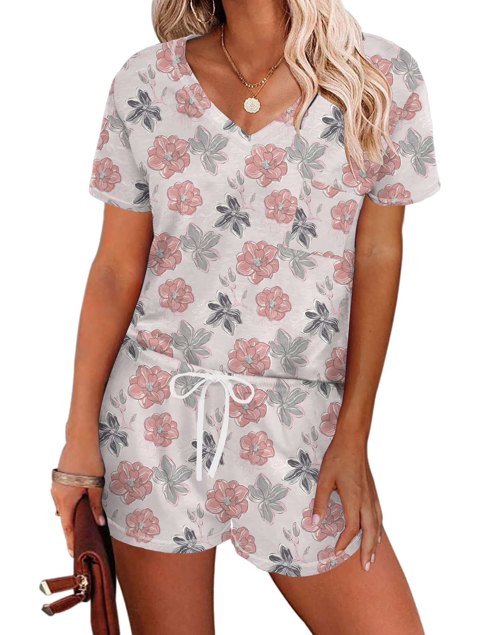 Ekouaer  Short Sleeve Lounge Pajamas Sets (US Only)