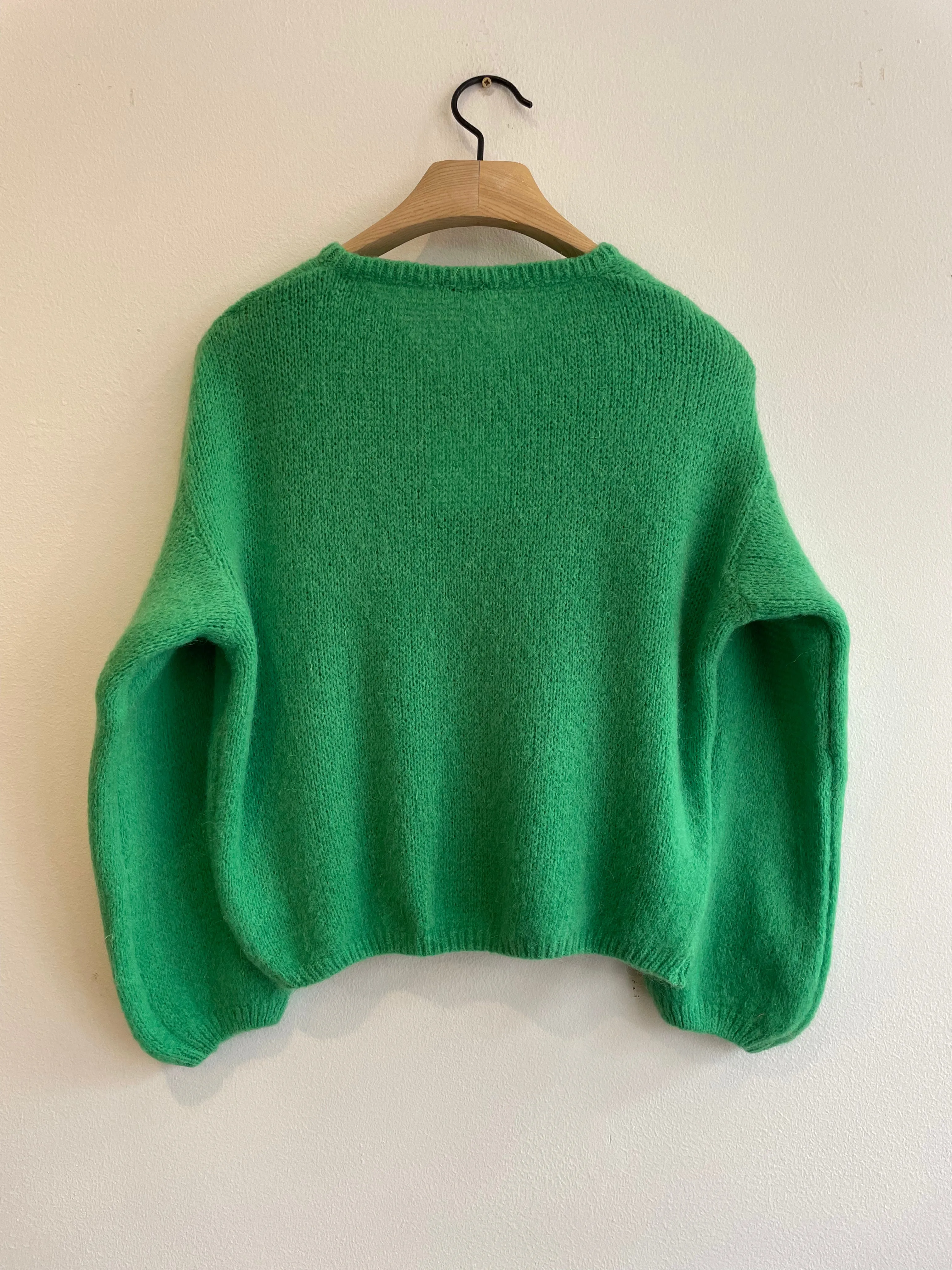 Emerald Green Long Sleeve Mohair Cardigan