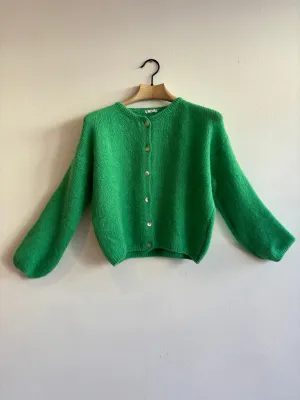 Emerald Green Long Sleeve Mohair Cardigan