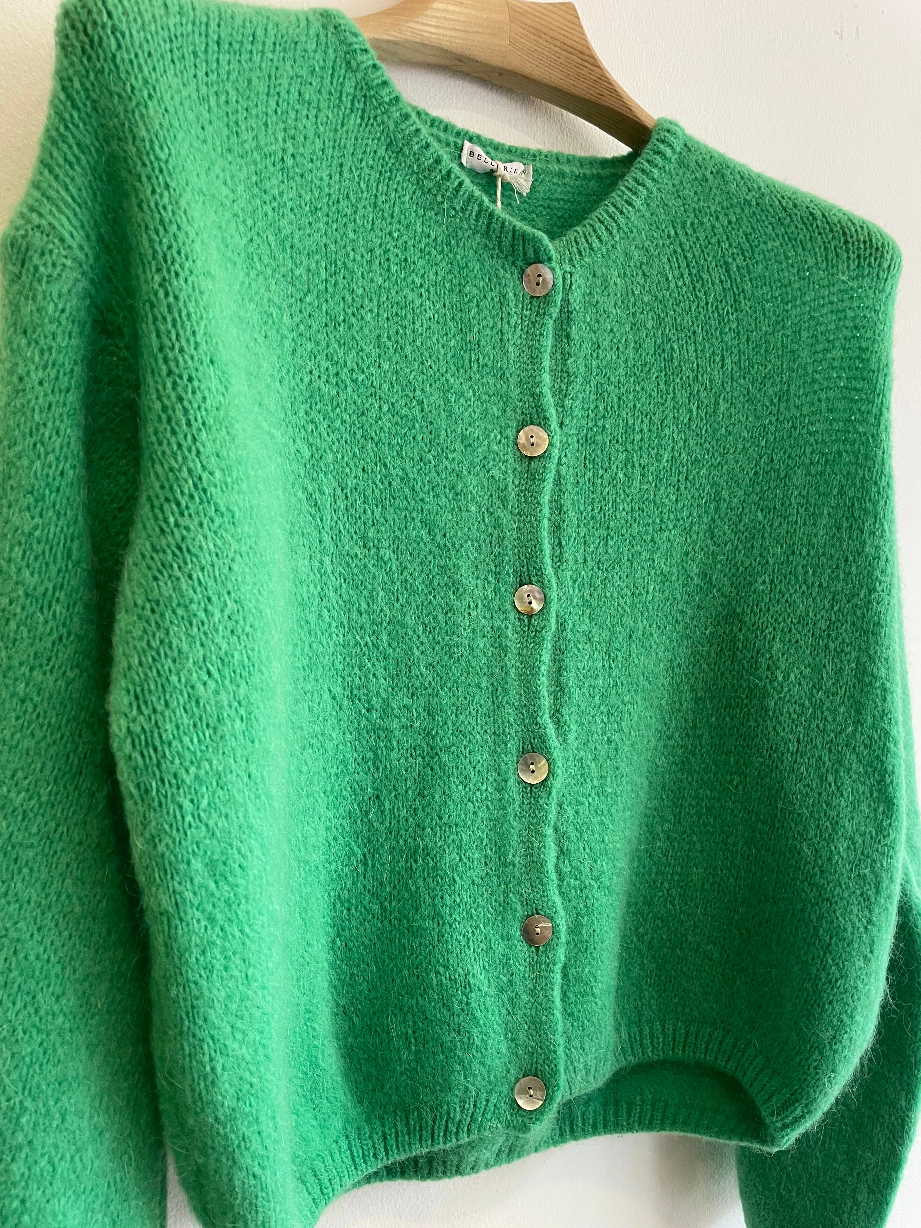 Emerald Green Long Sleeve Mohair Cardigan