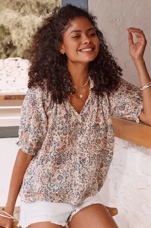M.A.B.E Cass Print Navy Blouse