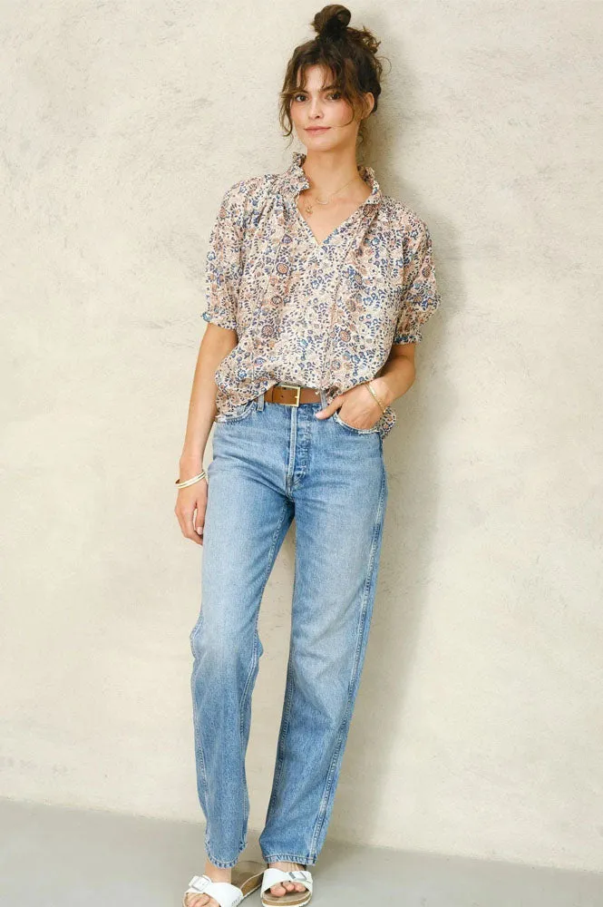 M.A.B.E Cass Print Navy Blouse