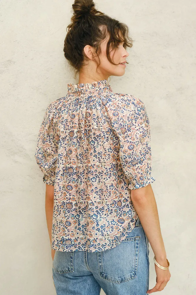 M.A.B.E Cass Print Navy Blouse