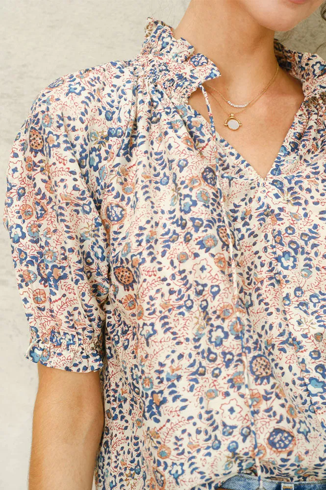 M.A.B.E Cass Print Navy Blouse