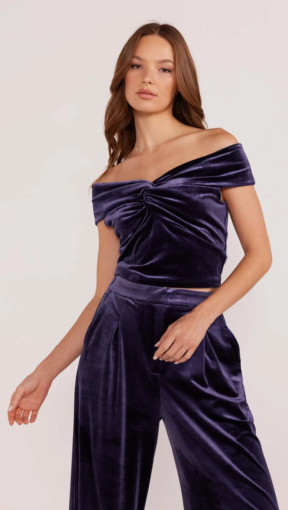 Nisha Velvet Off Shoulder Top