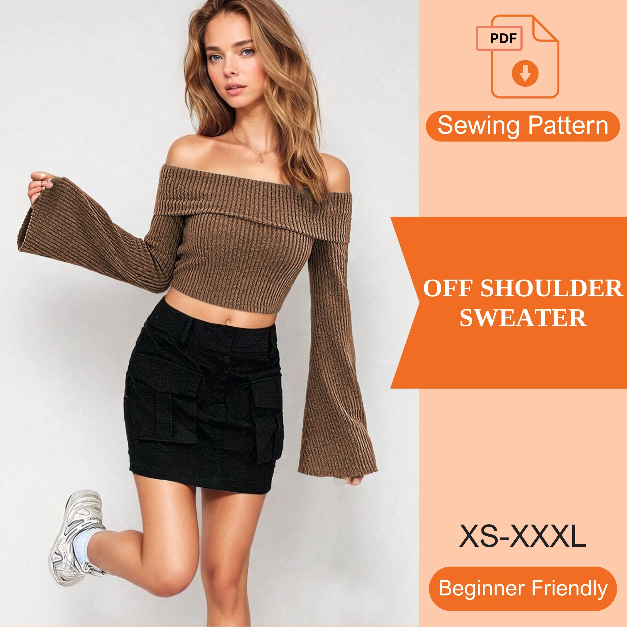 Off Shoulder Sweater PDF Sewing Pattern