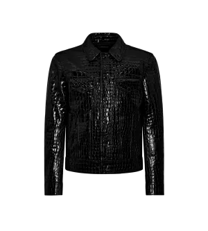 Patent Stamped Croc Jean Jacket