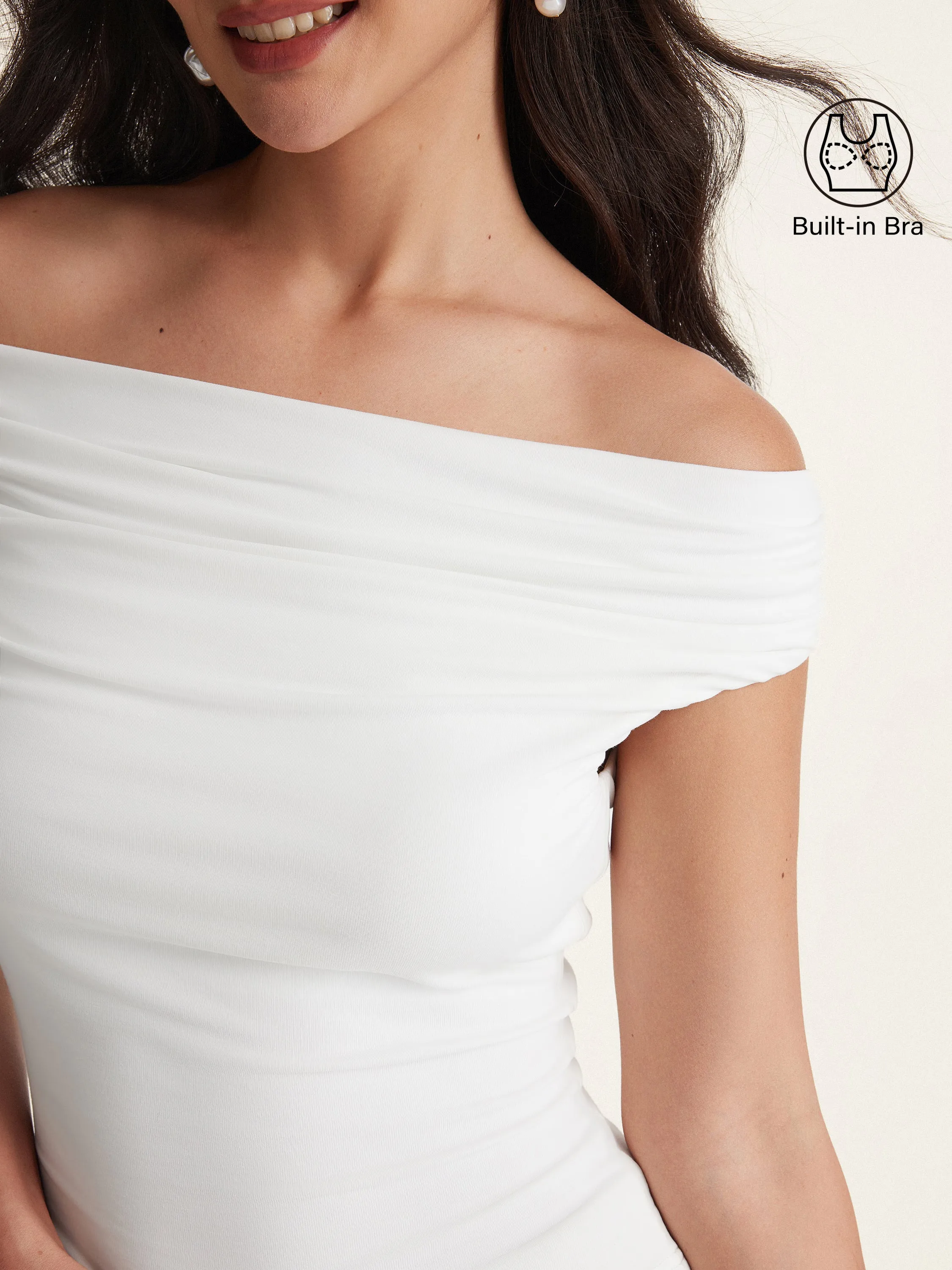 Ruched Off-shoulder New Airy Brami Top