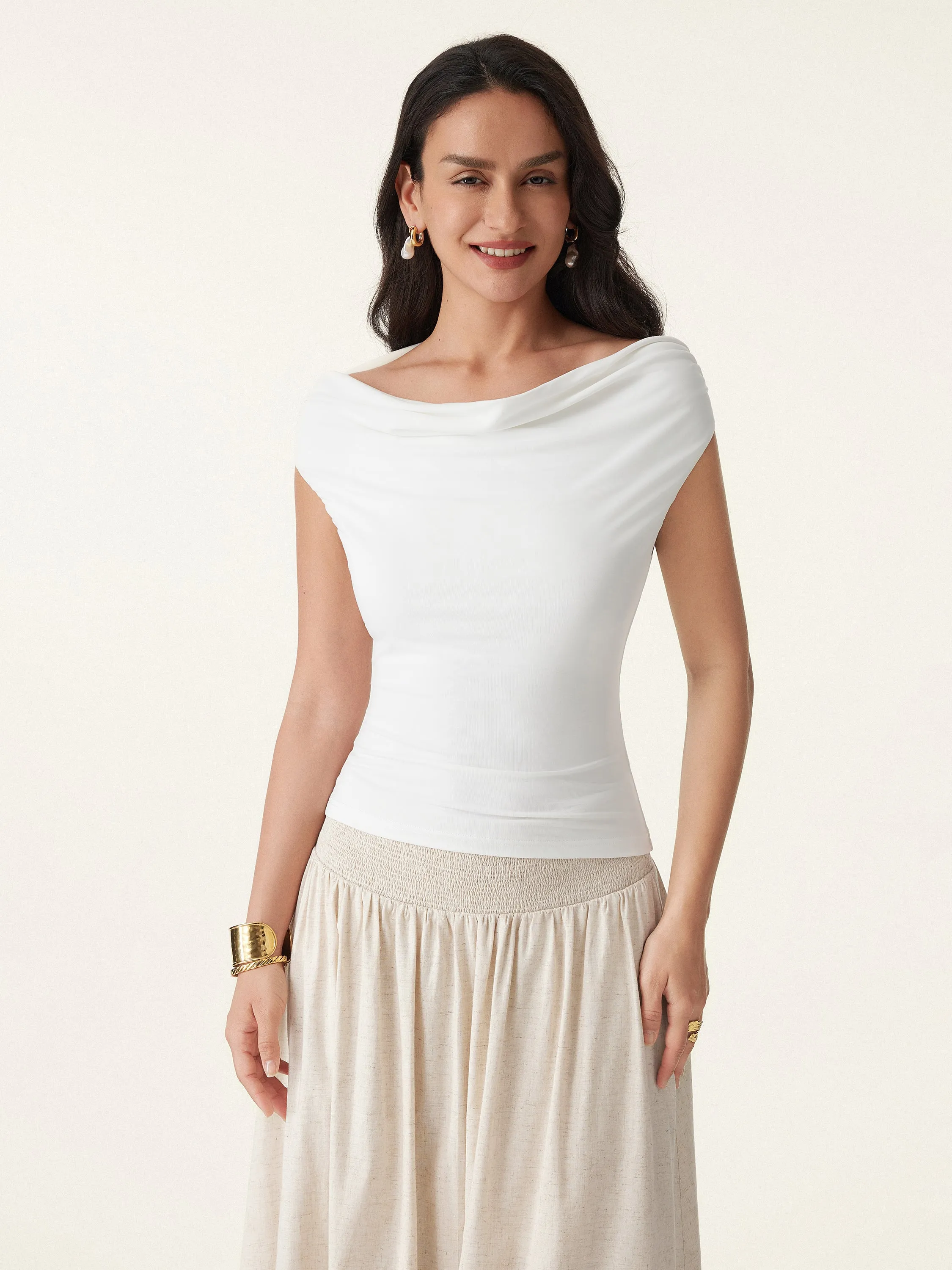 Ruched Off-shoulder New Airy Brami Top