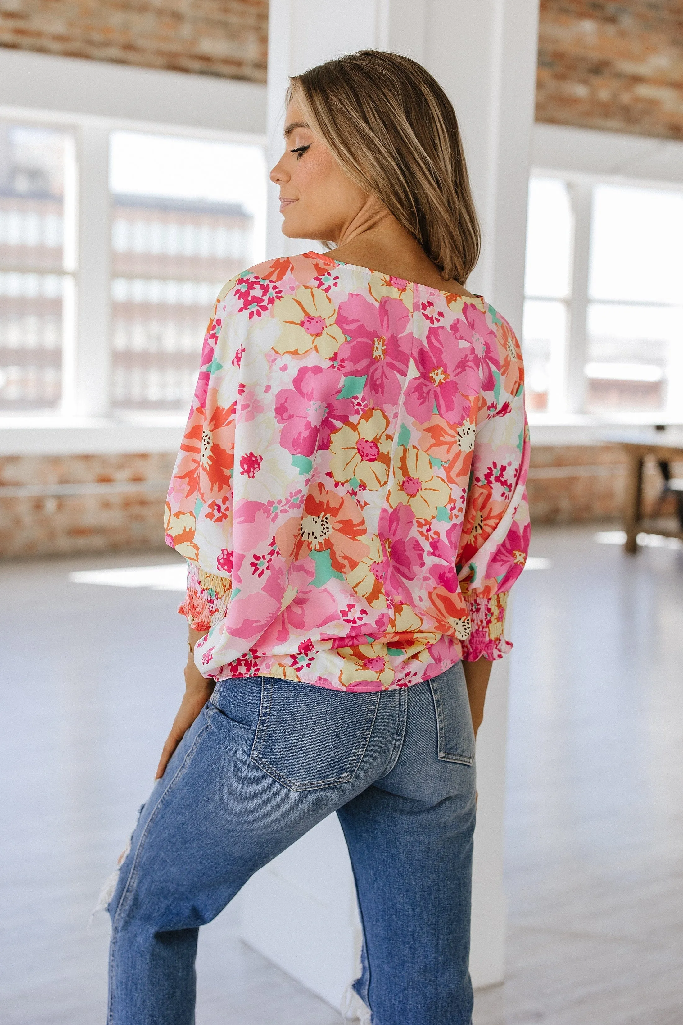 SALE - Torres Shirred Cuff Sleeve Blouse | Size Small