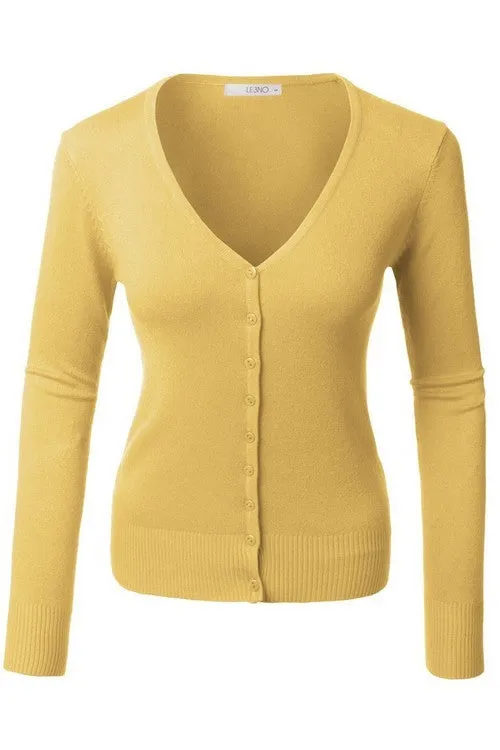 Yellow V-Neck Cardigan