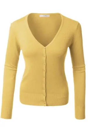 Yellow V-Neck Cardigan